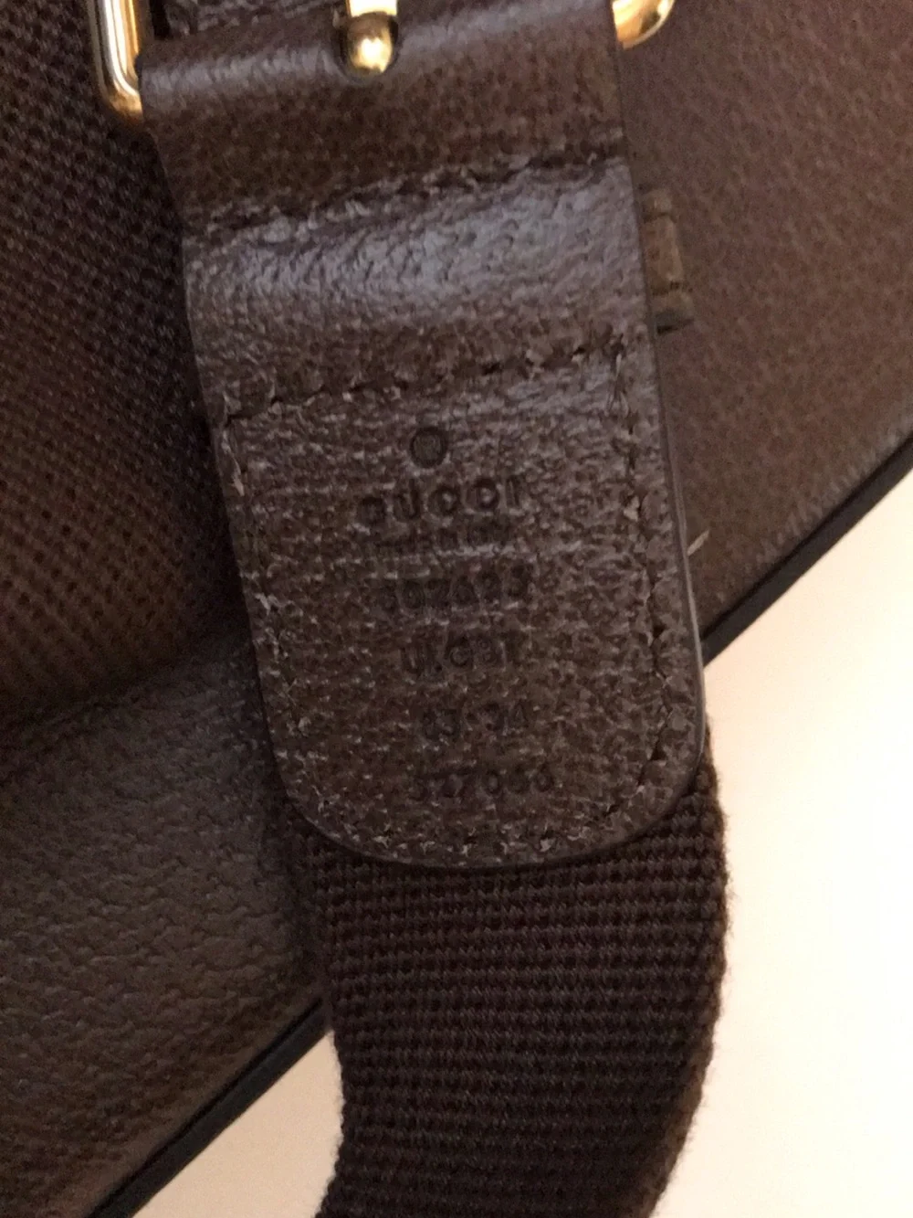 Gucci Brown Belt Bag with Multicolor Logo Print